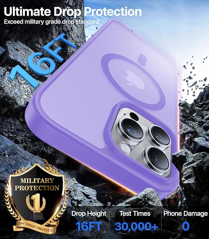 Magnetic for iPhone 12 Pro Max Case, [Compatible with MagSafe][Military-Grade Drop Protection][Anti-Yellowing] Shockproof Translucent Matte Cover for iPhone 12 Pro Max Phone Case,Light Purple