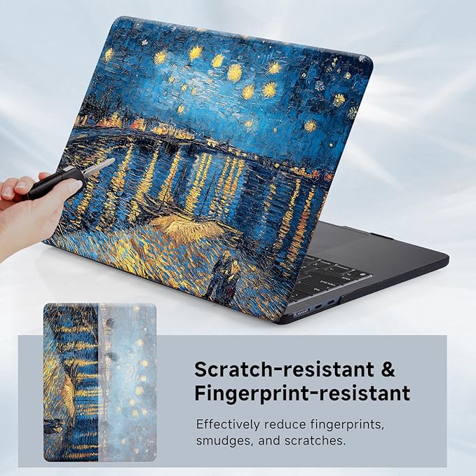 Funut Compatible with MacBook Air 13 inch Case 2021 2020 2019 2018 Model A2337 M1 A2179 A1932 Plastic Hard Shell Case Protective Cover for MacBook Air 13 with Touch ID, Starry Night