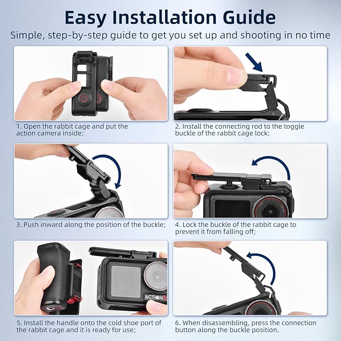 Grip Kit for DJI OSMO Action 5 Pro (for Original Cage), Handle Holder Expansion Mount DSLR Style with Shutter Button for DJI Osmo Action 5 Pro 4 3 Camera Accessories