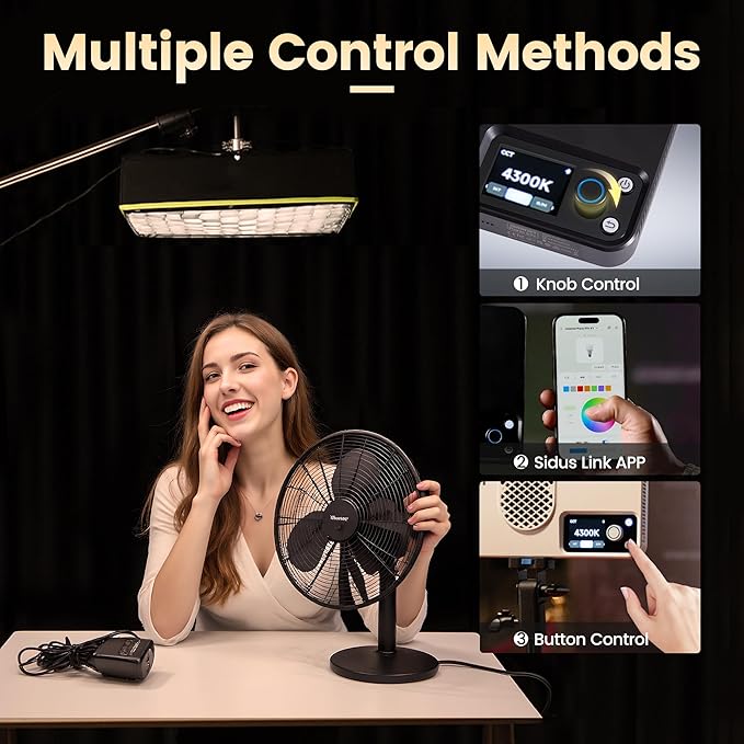 Amaran Pano 60c Kit Led Video Panel Light 60W RGBWW Full Color Lights,CCT 2,300K-10,000K,12 Lighting Efects,App Control,Support USB-C PD,with Softboxes and Carrying Case (Charcoal)