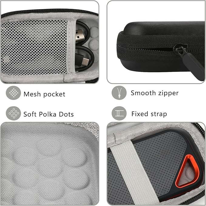 Hard Case for Sandisk Extreme Pro/Sandisk Extreme Portable External SSD 128GB 500GB 1TB 2TB Protective Storage Travel Bag (Gray)