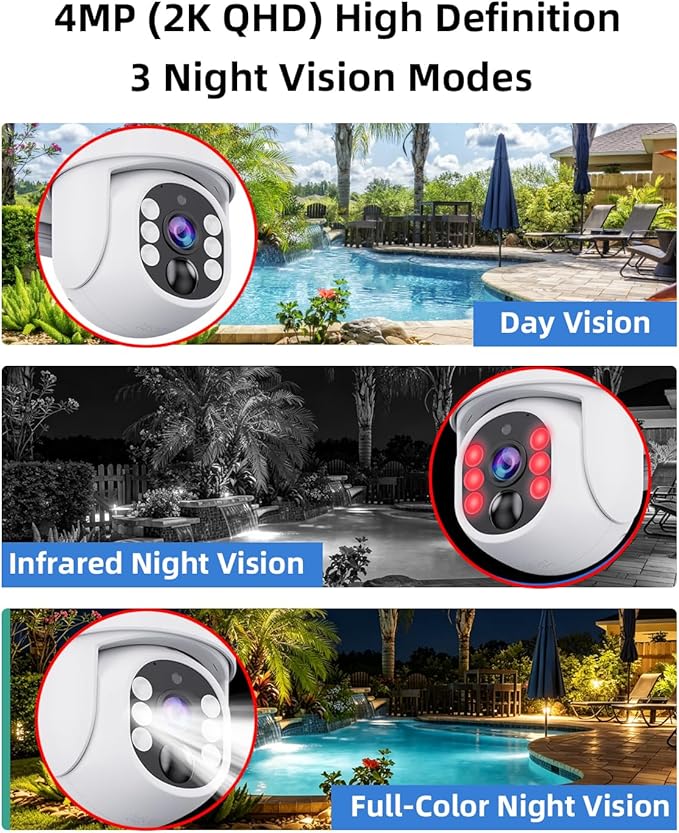 Ameyes 4MP 4G LTE Cellular Security Cameras Wireless Outdoor, Solar Cameras for Home Security 32GB SD Card & SIM Card, Night Vision, PT 360 Camera, 2-Way Audio, Motion Detect, No WiFi & Wire (White)