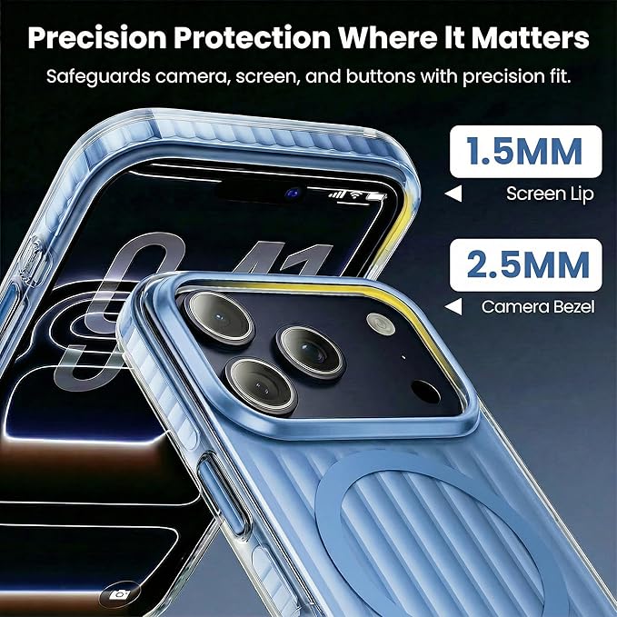 Magnetic Cooling Case for iPhone 17 Pro Max, with Air Vortex Heat Dissipation Technology, Anti-Fingerprint, Fit for MagSafe, Military-Grade Bumper, Included Camera Lens & Screen Protector,Light Blue