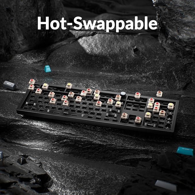 Keychron Q6 Ultra 8K Polling Rate Aluminum Wireless Mechanical Keyboard, 2.4 GHz/Bluetooth/Wired Full-Size Custom RGB, Hot-Swappable Silk POM Red Switch for Mac Windows Linux - Black