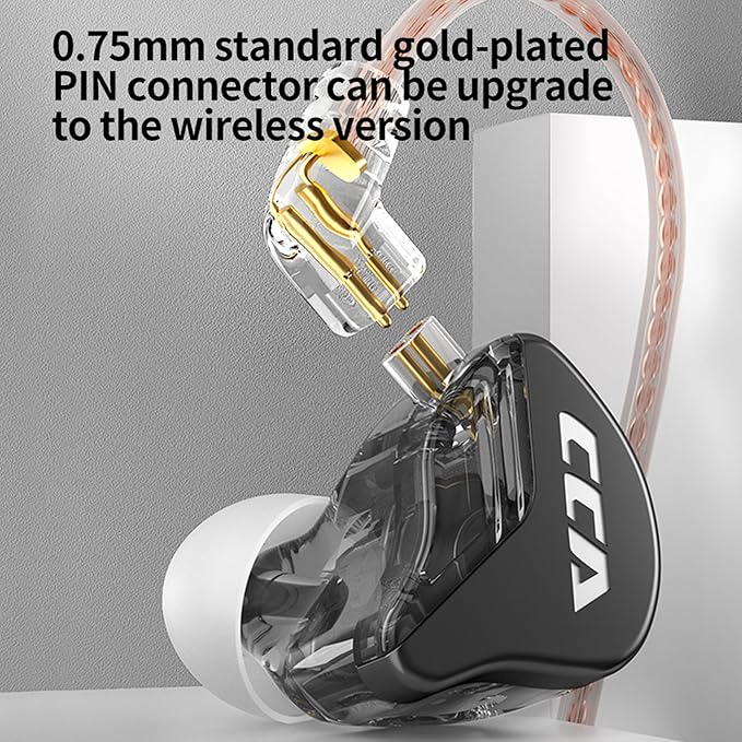 CCA CRA in Ear Monitor, Ultra-Thin Diaphragm Dynamic Driver IEM Earphones, Clear Sound & Deep Bass in Ear Headphones, Wired Gaming Earbuds with 2 Pin Detachable Cable for Singer Musicians Drummers