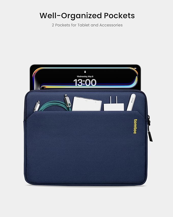 tomtoc 13 Inch iPad Case Tablet Sleeve for 2026 13 Inch iPad Air M4, M3&M2, iPad Pro M5/M4, 12.9-in iPad Pro M2&M1 with Magic Keyboard and Smart Keyboard Folio, Additional Accessories Pocket