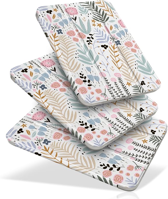 DONGKE for iPad mini 7 (A17 Pro) 2024 & iPad mini 6 2021 8.3 Inch, Slim Foldable Stand Hard PC Translucent Back Shell Smart Cover for iPad mini 7th/6th Generation [Auto Wake/Sleep] - Creative Floral