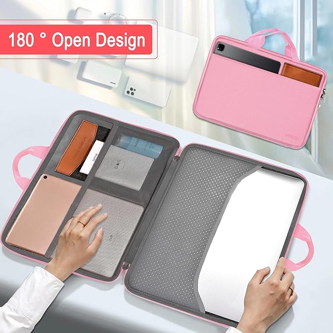 Hseok 13 14 inch Laptop Case Sleeve with Small Case,TSA Computer Handbag Compatible with MacBook Neo/Pro 14 M5/M4/M3/M2/M1,All Models 13.3" MacBook Air/Pro,XPS 13/14,Most 13-14 Notebooks,Pink