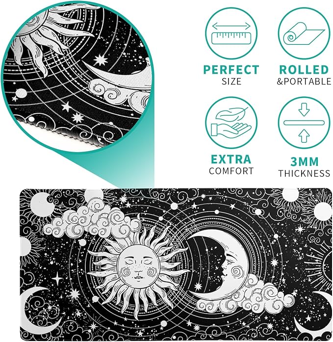 Magic Astrology Extended Big Mouse Pad Large, Gaming Mouse Pad Desk Pad,27.6x11.8 Inch Long Computer Keyboard Mouse Mat Black Mousepad with 3mm Non-Slip Base and Stitched Edge for Gaming and Office