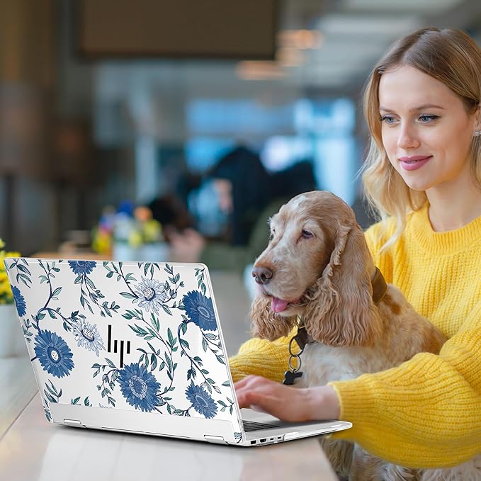 Premium Crystal Clear Case for HP Envy x360 16-inch 2-in-1 Laptop 2024 Release, Creative Patterns Ultra-Slim Lightweight Scratch-Resistant Hard Shell with Professional Protection, Blue Flowers