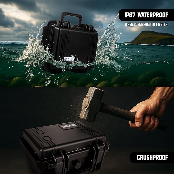 Durabox All Weather Hard Case 10 x 9 x 5” - TSA Approved Hard Shell Travel Case with Customizable Foam for Cameras, Lenses, Electronics and Other Gear