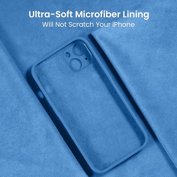 FireNova Designed for iPhone 14 Case, Silicone Upgraded [Camera Protection] Phone Case with [2 Screen Protectors], Soft Anti-Scratch Microfiber Lining Inside, 6.1 inch, Blue
