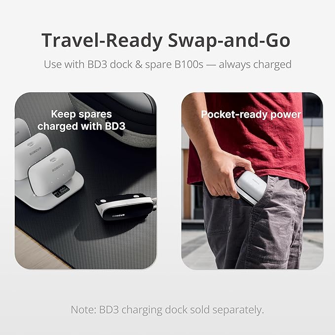 BOBOVR PD100 Combo,10000mAh Portable Power Bank, 30W PD Laptop Charger Compatible with MacBook Pro/Air, iPhone 17/16/15, Hot-Swappable External Battery for Unlimited Power