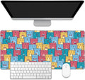 Kawaii Colorful Cats Desk Mat,Large Gaming Mouse Pad,Non-Slip Rubber Base Desk Pad with Stitched Edges for Desk Office Home Decor 35.4X15.7 Inch