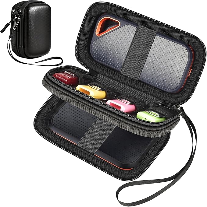GWCASE Dual SSD Case for SanDisk Extreme Portable SSD & Extreme PRO 1TB/2TB/4TB/8TB/500GB,for Crucial X9 X10 Pro & USB Drives, SD Card Accessories, for Students & Office Use Business Travel(Case Only)