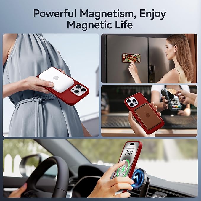 CASEKOO Ultra-Magnetic Stand for iPhone 16 Pro Case [Military Drop Protection] [Compatible with MagSafe] Shockproof Translucent Matte Slim Ring Holder Case for iPhone 16 Pro 6.3", Red