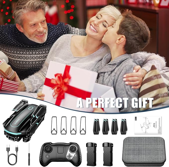 Drone with Camera for Adults and Beginners, 1080P HD FPV Foldable Mini Drone for Kids, 2 Batteries, Carrying Case, Trajectory Flight, Gravity Control, One-Key Takeoff/Landing, 360° Flip, Toys for Gift