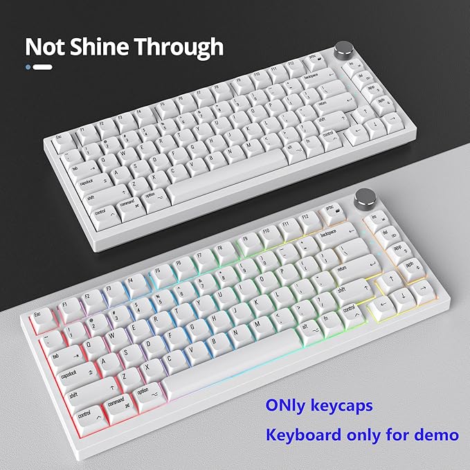 Guffercty kred 128 Keys XDA Profile Minimalist White Keycaps 75 Percent Dye-sub PBT Keyboard Caps for MAC 60% 65% 75% 96% Mechanical Keyboard (Minimalist-A English Keycaps)