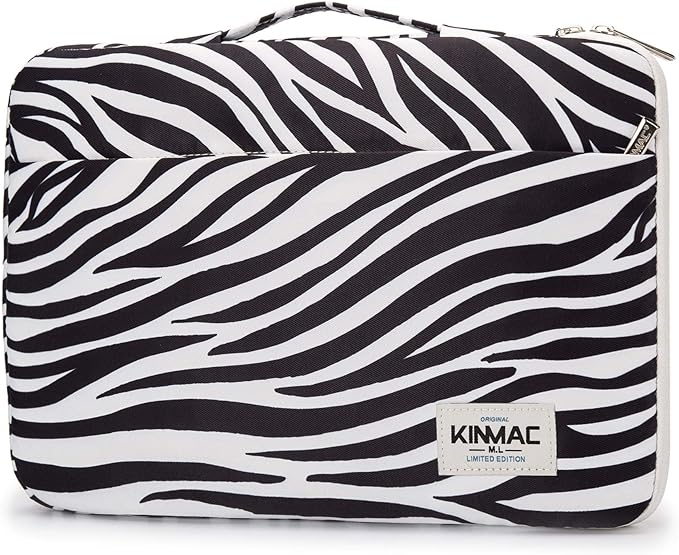 Kinmac 360° Heavy Duty Protective Laptop Computer Sleeve case Bag Cover with Handle for MacBook Pro 14 inch,14 inch-14.4 inch HP Lenovo Dell ASUS Acer Laptop (Zebras)