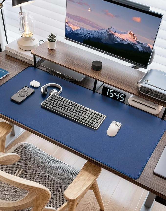 Reniteco Waterproof Large Gaming Mouse Pad with Durable Stitched Edges, Non-Slip Rubber Base, Grainy Jacquard Mouse Mat Desk Pad for Home Office Gaming, 31.5''x11.8''x0.12'', Matte Gray