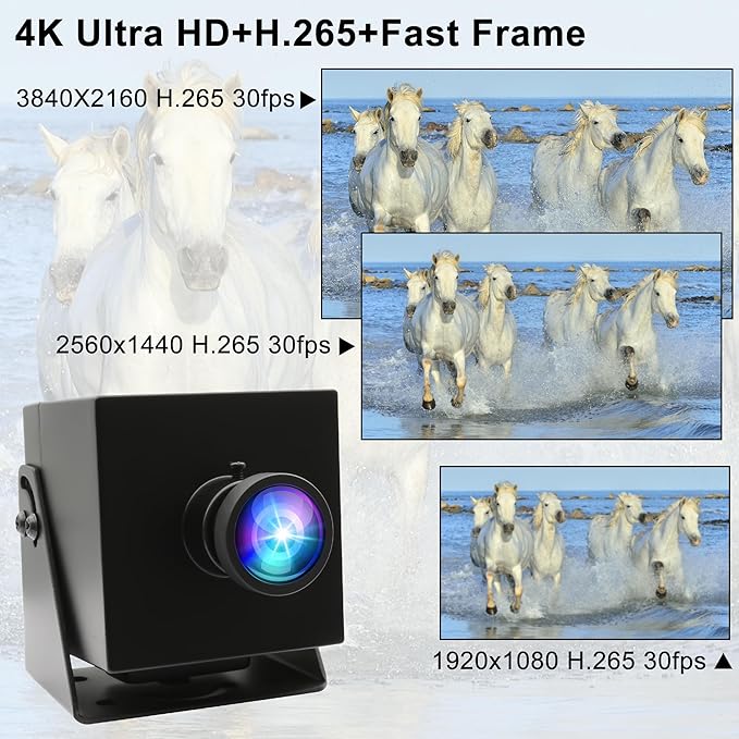 ELP 4K HDMI USB Camera Wide Angle PC Webcam 2X Digital Zoom H.264 8mp USB Security Camera (200degree Fisheye Lens)