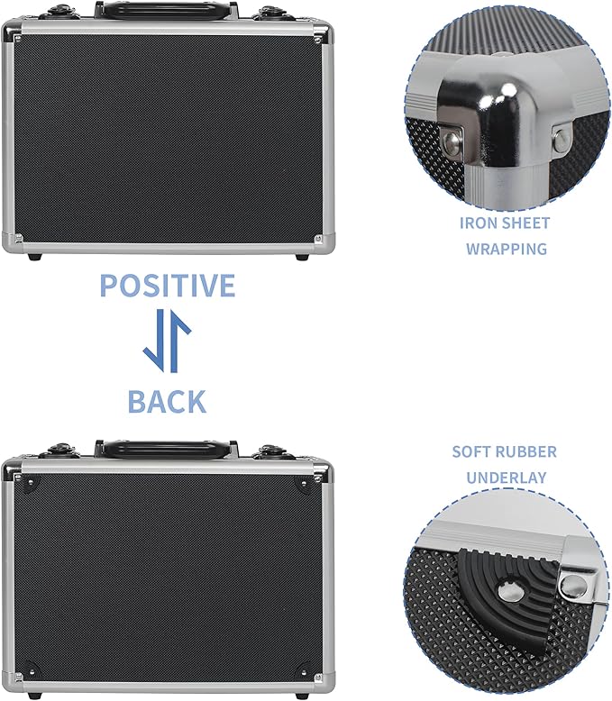 14 Inch Hard Shell Carrying Case Ideal for Wireless Mic System Storage & Camera Gear Transportation, Aluminum Alloy Sturdy Build, Customizable Pre-Diced Foam, Black