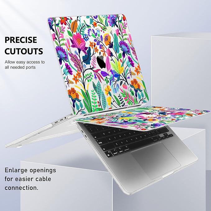 May Chen for MacBook Pro 16 inch A2141 2020 2019, Plastic Pattern Hard Shell Case Screen Protector & Keyboard Cover for MacBook Pro 16-inch, Colorful Flowers and Tropic Leaves