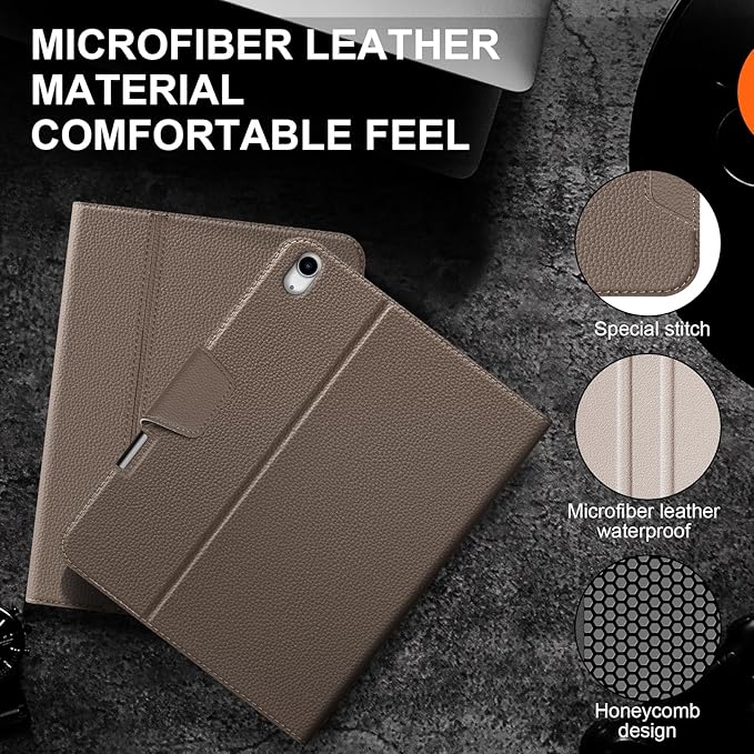 for iPad Air 13 inch Case 2024/2025 M3/M2 Model, Premium Smart Folio Cover with Auto Wake/Sleep, Apple Pencil 2 Holder, Multi-Angle Stand and Secure Buckle Closure (Gray Brown)