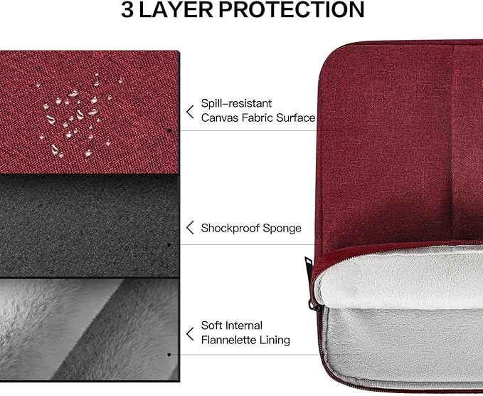 Laptop Sleeve Case 17 inch, Padded Shockproof Protective Carrying Bag for HP 17.3 Laptop/Pavilion 17/ Envy 17, 17.3-in Water-Resistant Computer Bag Cover with Accessory Pocket -Wine Red