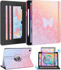 Kidcube for Samsung Galaxy Tab S6 Lite Case 10.4 Inch 2024/2022/2020 - Women Girls Cute Rotating Stand Folio Cover with Pencil Holder & Card Slot Girly Kawaii Butterfly Design Cases for Tab S6 Lite