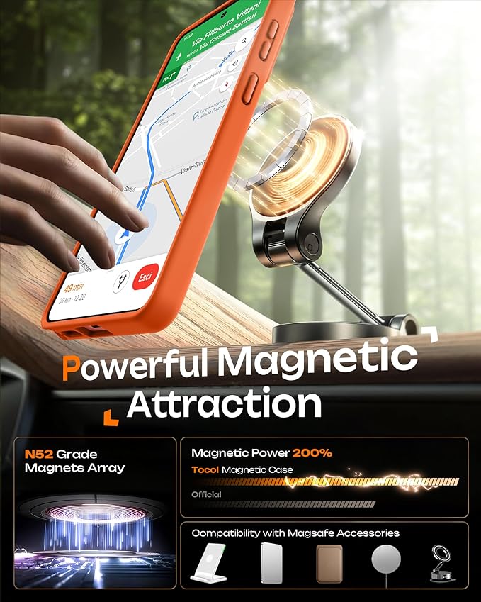 TOCOL for Samsung Galaxy S26 Ultra Case, Built-in Magnetic Ring, Drop Protection, Slim Translucent Matte Phone Case for Galaxy S26 Ultra 6.9 inch (Orange)