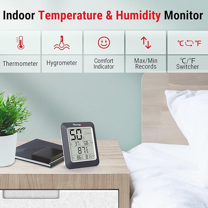 TempPro TP50W 3 Pieces Digital Hygrometer Indoor Thermometer Room Thermometer and Humidity Gauge with Temperature Humidity Monitor (Previously ThermoPro)