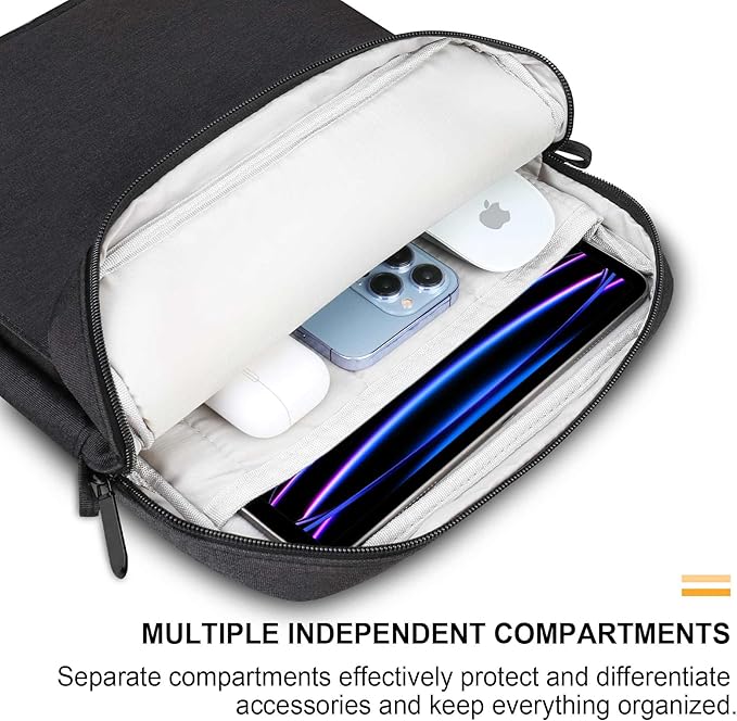 Tablet Sleeve Bag for 13 inch iPad Air (M4/M3/M2) 2026, 13 inch iPad Pro (M5/M4), 12.9" iPad Pro (6th/5th/4th/3rd Gen), Galaxy Tab S10+ S9+ with Magic Keyboard, Protective iPad Case Bag, Black