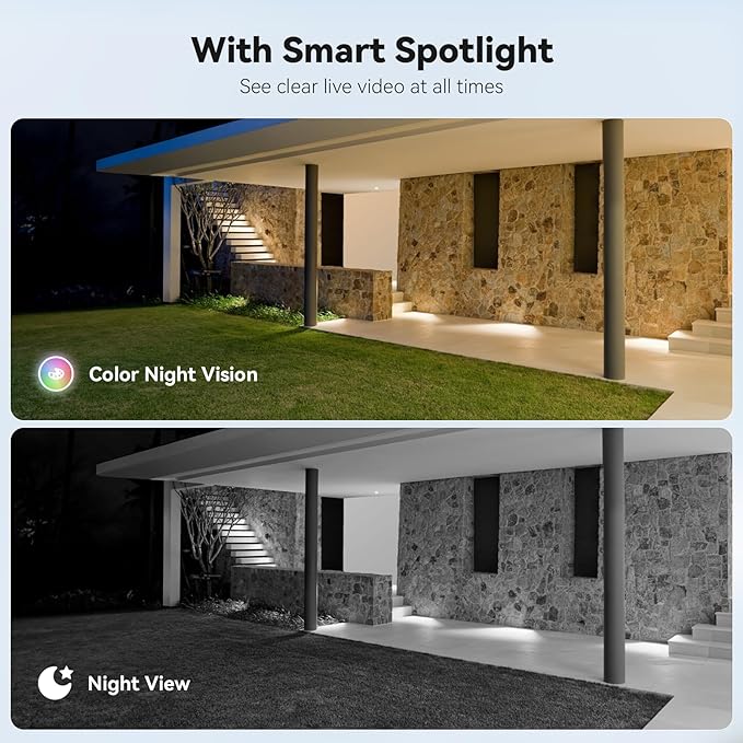 ELYSOO Security Cameras Wireless Outdoor, 2K Color Night Vision, Solar Camera Outdoor Wireless for Home Security, 360°Panoramic View, Weatherproof, 2.4GHz WiFi, 2pack