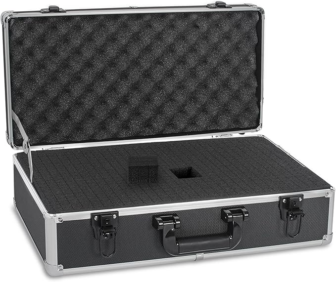 20 Inch Hard Carrying Case Ideal for Wireless Mic System Storage & Camera Gear Transportation, Aluminum Alloy Sturdy Build, Customizable Pre-Diced Foam, Black