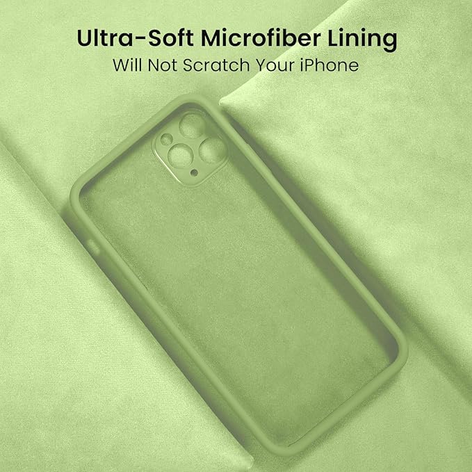 FireNova Designed for iPhone 13 Pro Max Case, Silicone [Camera Protection] Phone Case, Soft Anti-Scratch Microfiber Lining Inside, 6.7 inch, Tea Green