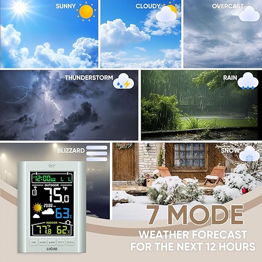 Weather Station Wireless Indoor Outdoor Thermometer， Inside Outside Temperature Humidity Monitor，with 330ft Range Sensor and Adjustable Backlight (Grey)