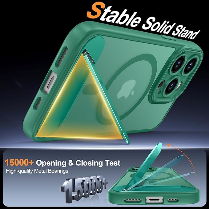 Magnetic Compatible with iPhone 13 Pro Case, [Built-in Kickstand][Full Camera Protection][Compatible with MagSafe][Anti-Fingerprint] Shockproof Phone Case for iPhone 13 Pro 6.1",BLue Green