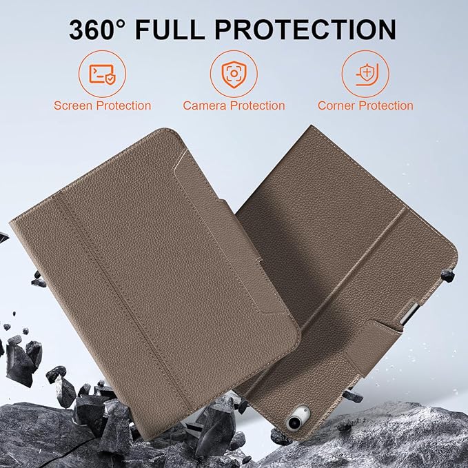 for iPad Air 13 inch Case 2024/2025 M3/M2 Model, Premium Smart Folio Cover with Auto Wake/Sleep, Apple Pencil 2 Holder, Multi-Angle Stand and Secure Buckle Closure (Gray Brown)