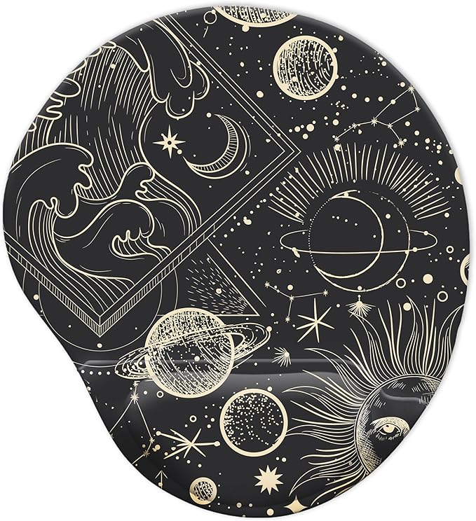 Ergonomic Mouse Pad with Wrist Support,Cute Mouse Pads with Wrist Rest,Comfortable Mouse Pad for Home Office Gaming Work Computers Laptop,Pain Relief with Non-Slip PU Base (Mysterious Galax)