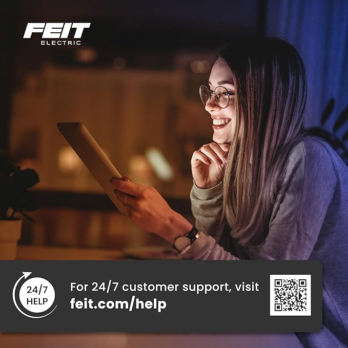 Feit Electric Smart LED Light Bulb, 40W Eq, Color Changing, Dimmable, Works with Alexa & Google Home, Wi-Fi Enabled, Straight Filament Glass Design, 90+ CRI, 15,000-Hour Lifetime, A1940/CL/RGBW/FIL/AG