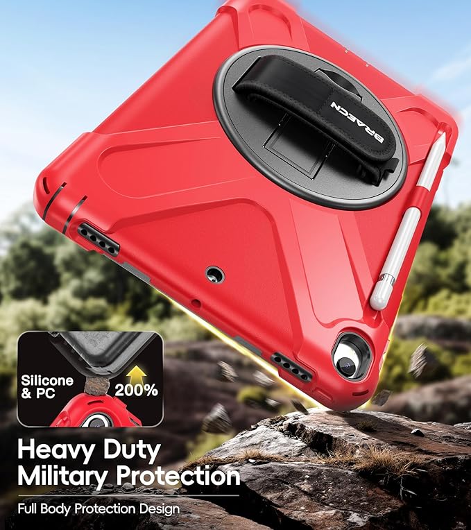 BRAECN Case for iPad Air 3rd Generation 2019 / iPad Pro 10.5 inch 2017, Rugged Heavy Duty Shockproof Cover with Pencil Holder, 360° Rotating Kickstand & Adjustable Hand Strap & Shoulder Strap for Kids