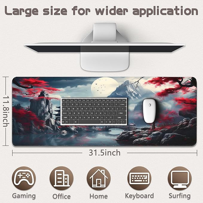 Gaming Mouse Pad - (31.5"×11.8") Japanese Anime Large Mouse Pads for Desk - Desk Mat for Keyboard and Mouse with Non-Slip Base, Desks Pad Matfor Game/Office & Home