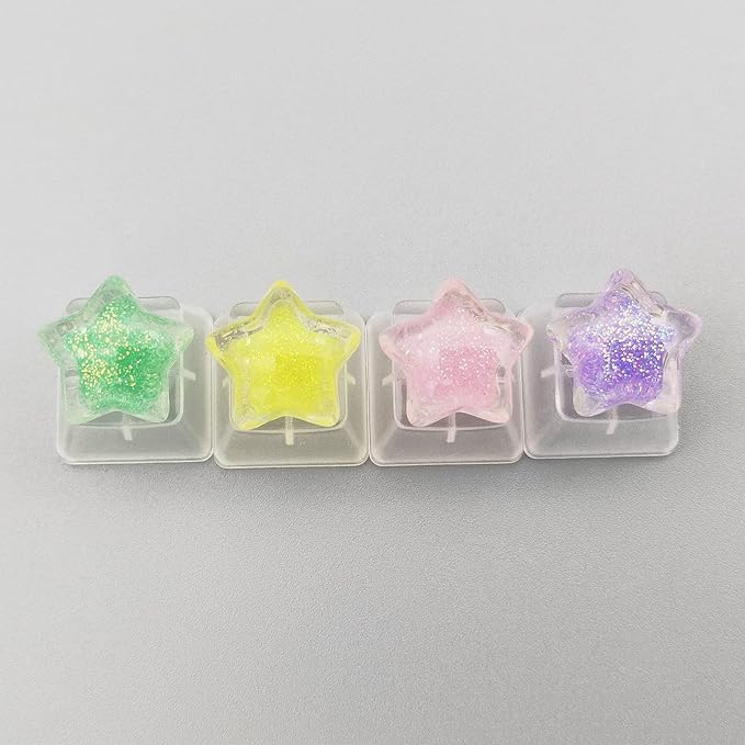 4 Keys Colorful Stars keycaps for Cherry Mx Switch Mechanical Keyboard Gaming Decoration Custom Backlit Key Caps Gift OEM