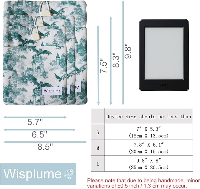 Padded eReader Sleeve Tablet Bag Pouch for eReader Paperwhite, Colorsoft,Signature Edition, Voyage,Scribe/Kobo eReader,Dragon Book Protector for Paperbacks and Small Hardcovers (White, Large)