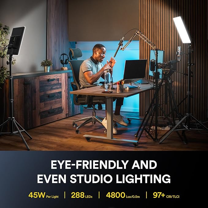 RALENO PLV-S116 Led Video Light and VL-S300K Led Video Lighting Kit with Remote & Stands for Video Recording YouTube Photography