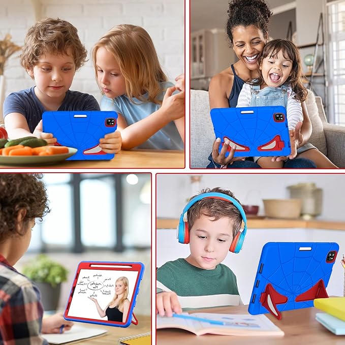 AKABEILA Compatible with Apple iPad Pro 11 inch(2018)/Apple Air 4 10.9(2020)/Air 5 10.9(2022)/Air 6 M2 (2024)/Air 7 M3 (2025) Tablet Case，Cover for Kids Boys Babies with Kickstand Blue Red