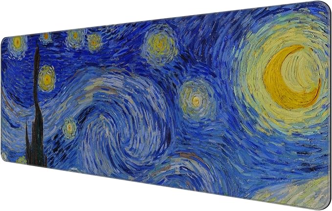 Thin Extended Gaming Mouse Pad （31.5 * 11.8 * 0.08 inch） with Stitched Edges Large Mousepad Long XXL Keyboard and Mouse pad Desk Mat for Gaming Office & Home - The Starry Night