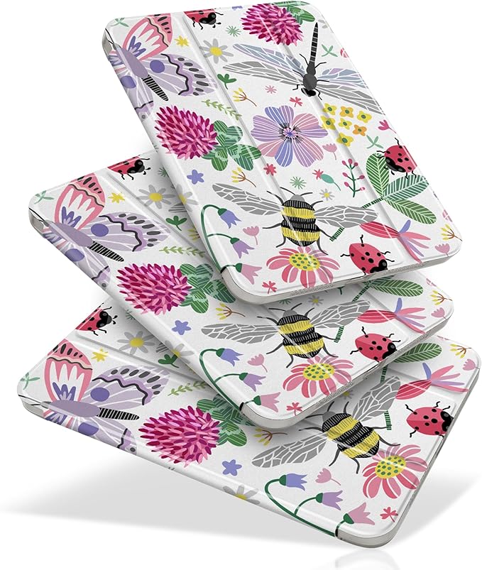 DONGKE for iPad mini 7 (A17 Pro) 2024 & iPad mini 6 2021 8.3 Inch, Slim Foldable Stand Hard PC Translucent Back Shell Smart Cover for iPad mini 7th/6th Generation [Auto Wake/Sleep] - Dragonfly