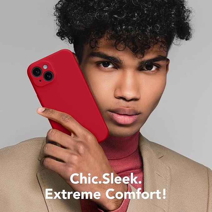Magnetic for iPhone 14 Case, Compatible with MagSafe, [Full Camera Protection][Screen Protector] Silicone Shockproof Protective Phone Case for iPhone 14 6.1 inch, Deep Red